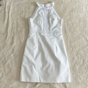 Lilly Pulitzer Dress Size 2 White Charlize Stretch Shift Halter Dress Resortwear